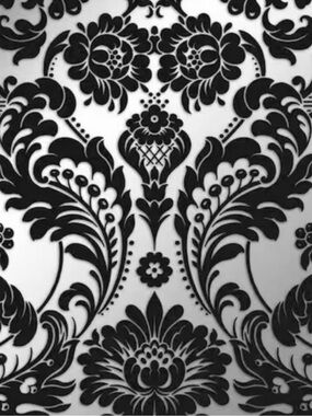 Gothic Damask Black & Silver Flock Wallpaper Graham & Brown, Retails $220
